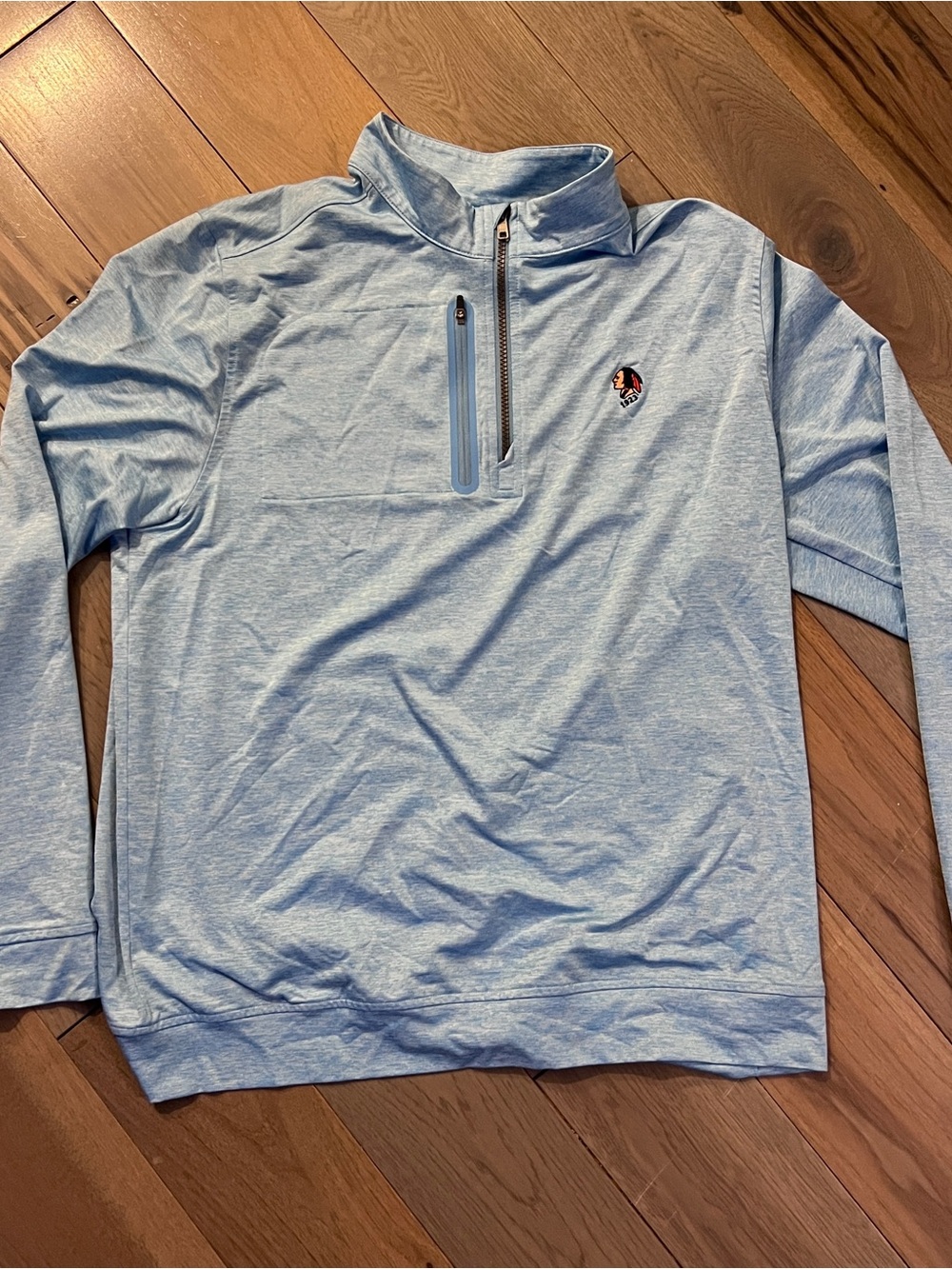 Men's  Cutter & Buck Light Blue Zip-Neck Performance golf  Sweater